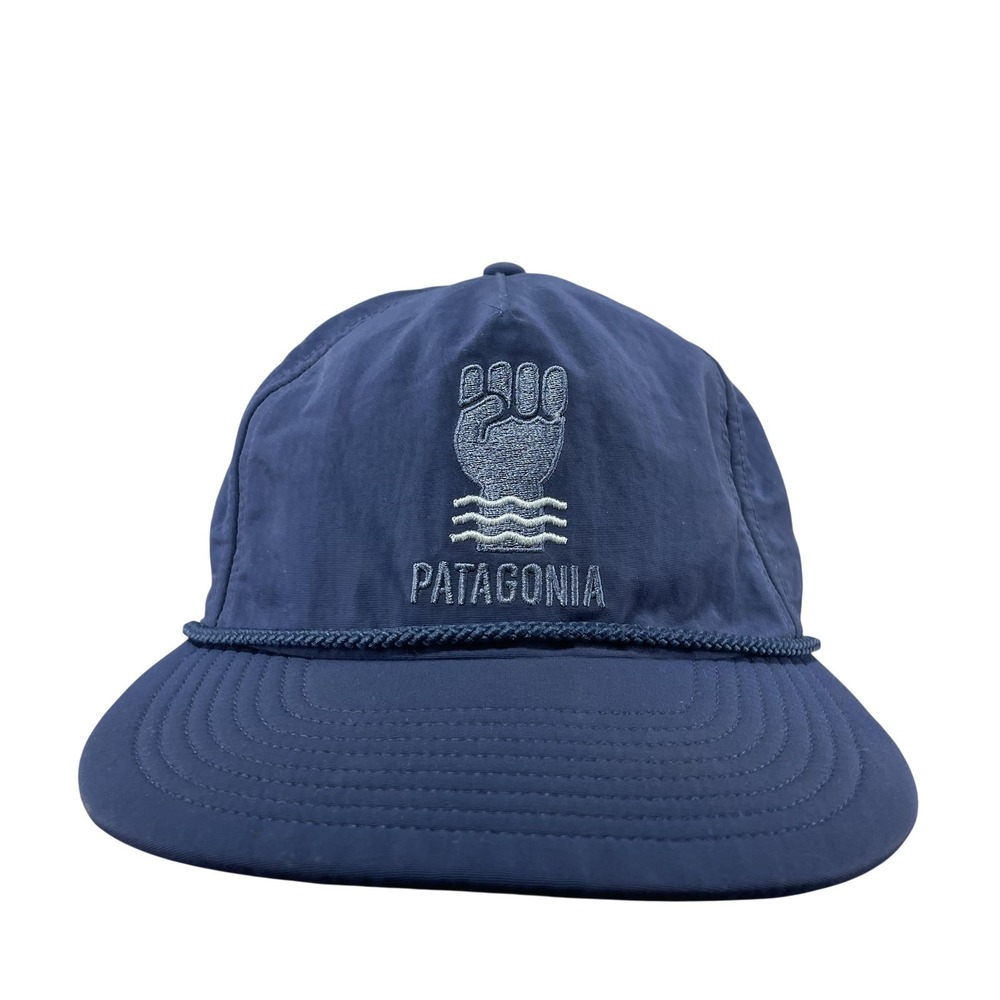 Patagonia Hat Cap Strap Back Navy Blue Rope Mens Waterfarer Protect Your Peaks